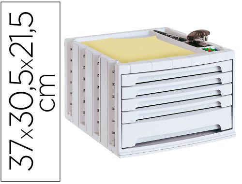 Bloco classificador de secretaria archivo 2000 305x370x215 mm bandeja superior 5 gavetas cinza opaco , Q-connect , 43589 , 5705831149274